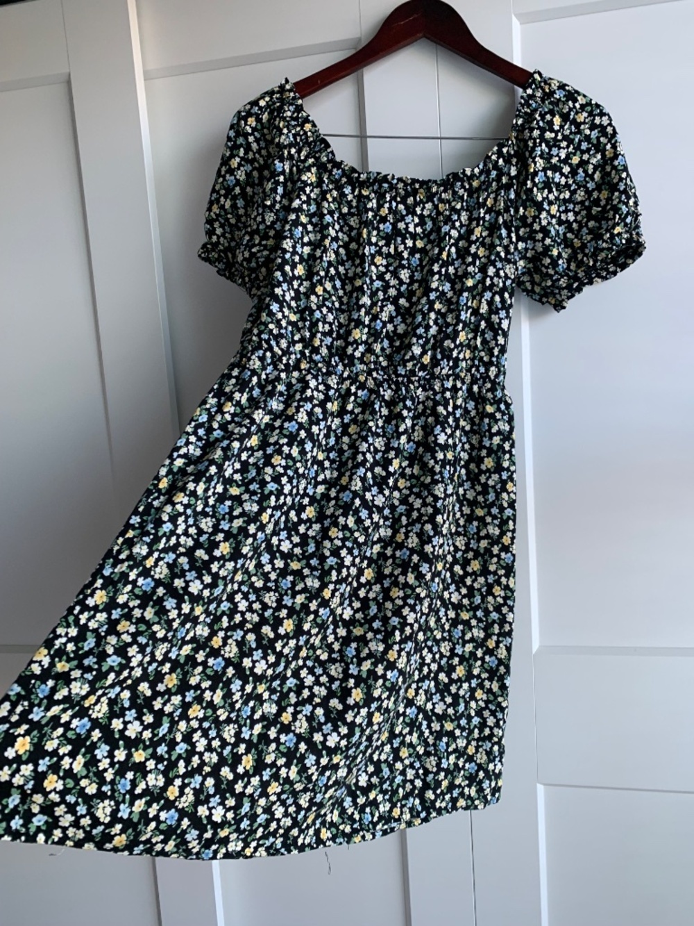 Smocked summer floral Midi Dress size M - Picture 3 of 6